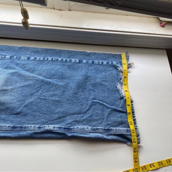 AE Dreamy Drape Super High-Waisted Baggy Wide-Leg Jean Woman 12 Blue Distressed - Picture 15 of 16